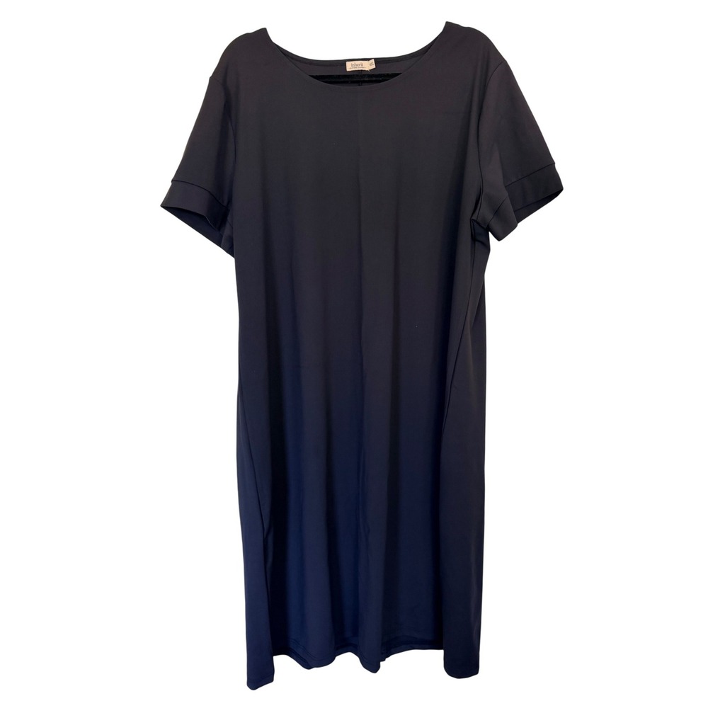 Inherit Womens Dress 4XL Black Short Sleeve Button Back Modest Minimalist Core